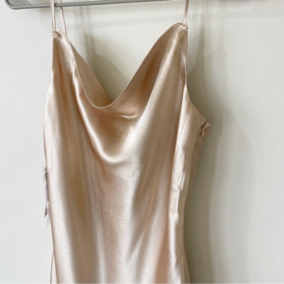 Birdy Grey Lisa Satin Shiny Gold Cowl Neck Midi Dress S NWT - Picture 8 of 10